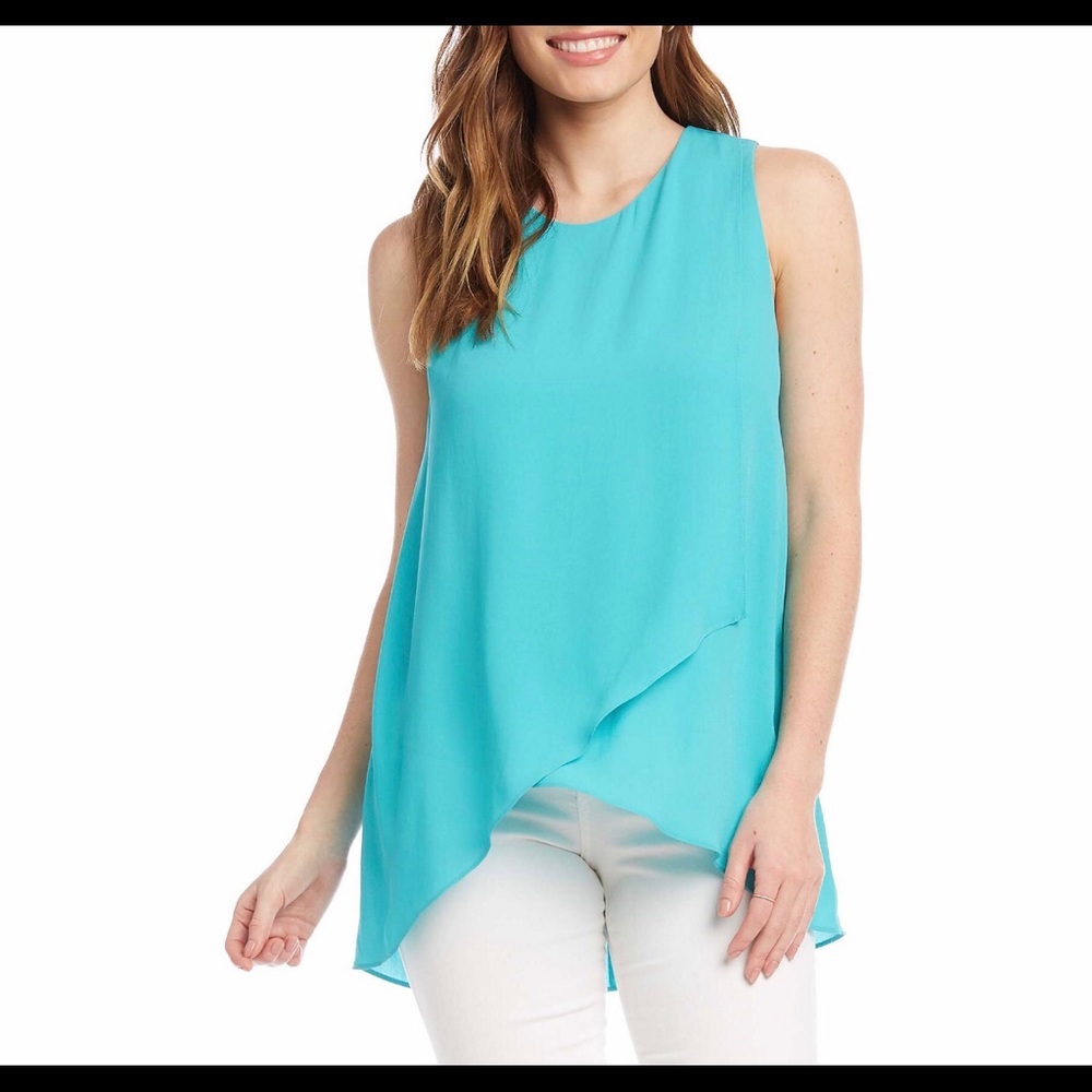 Karen Kane Turquoise Asymmetric Side Drape Tank (Size: XS: XS) (NWT)